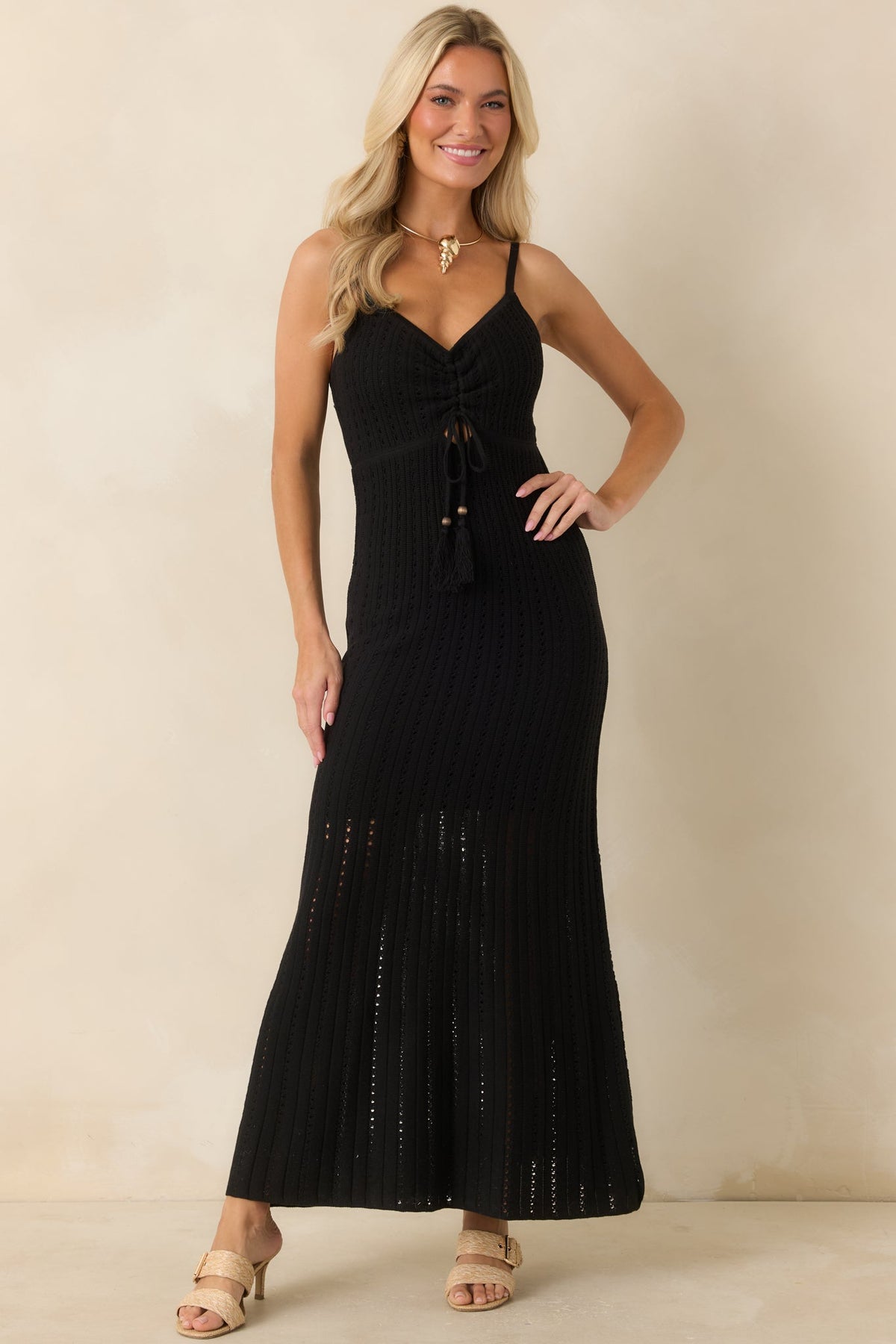 Z Supply Sundra Black Crochet Maxi Dress