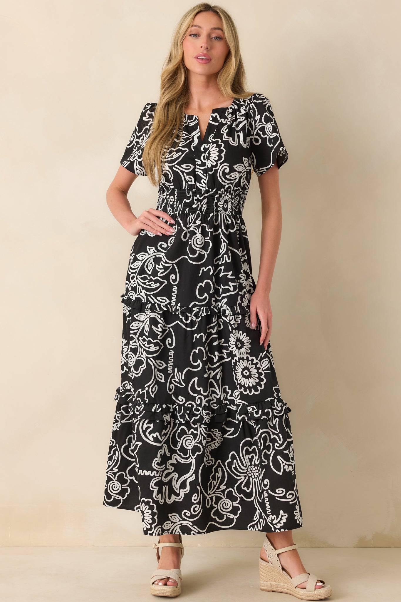 Isn't She Something Black Floral Print Cotton Maxi Dress