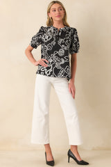 Nothing Missing Black Floral Print Cotton Puff Sleeve Top
