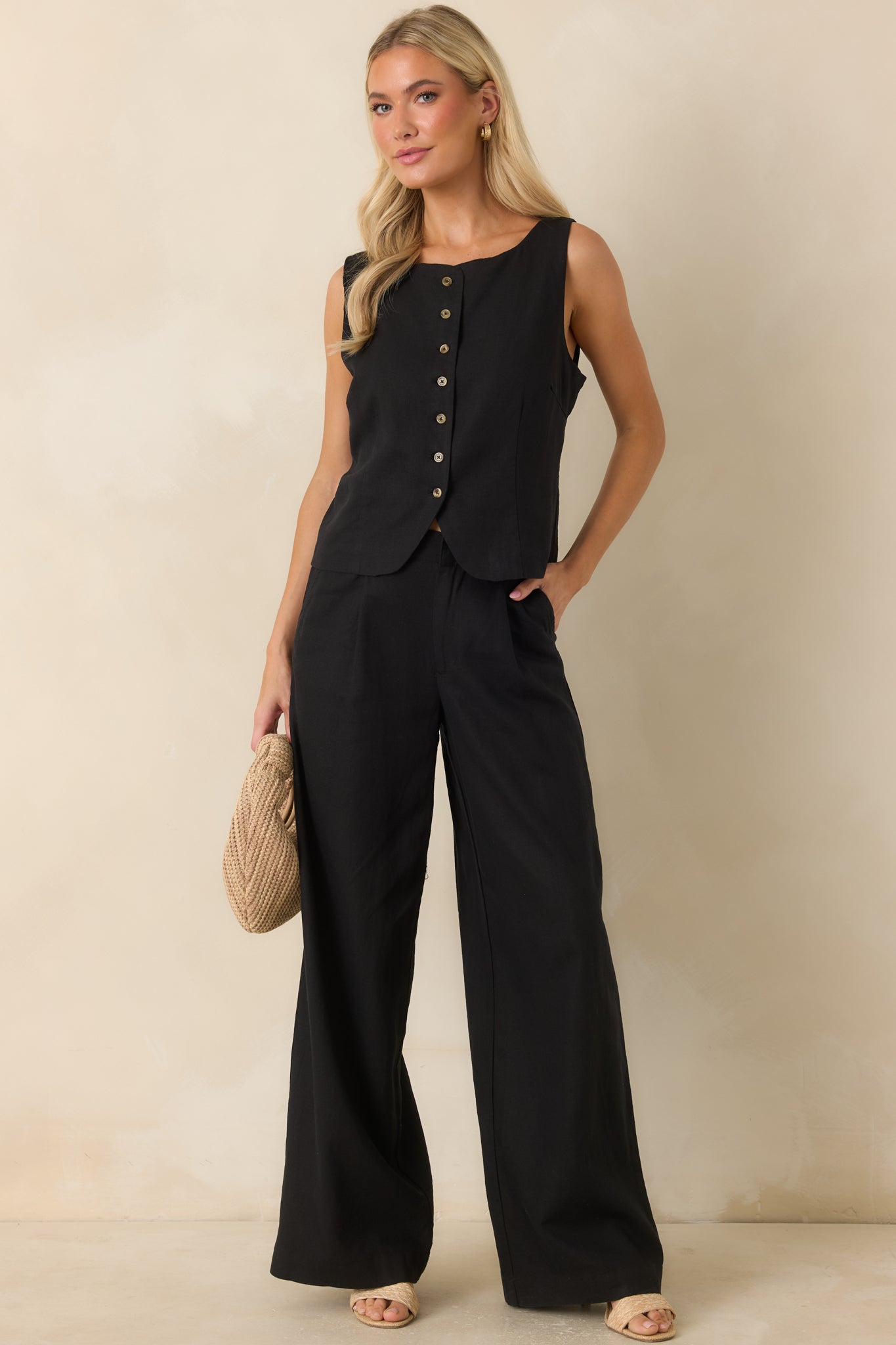 Z Supply Overlook Black Linen Pants