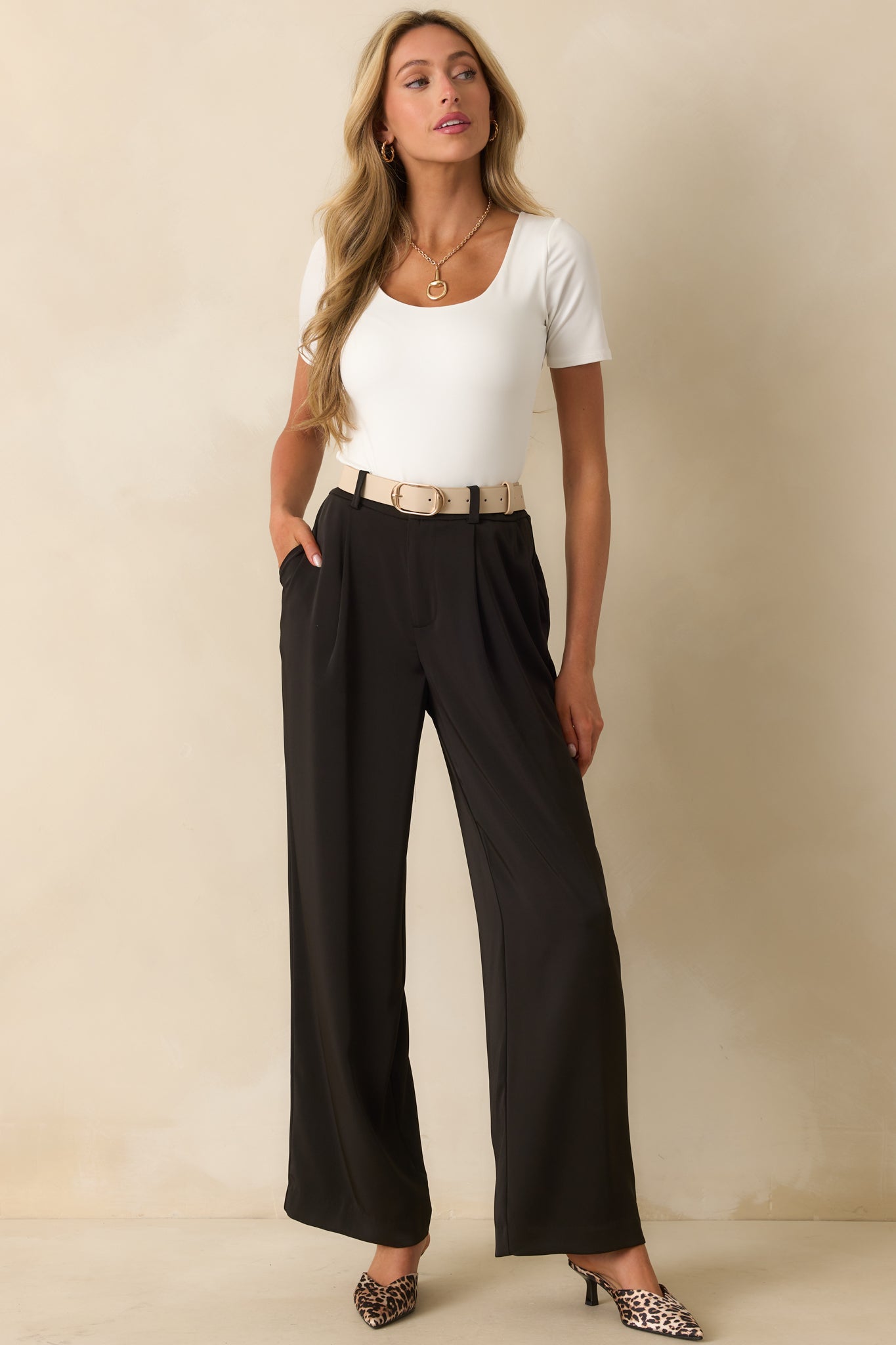Mark My Words Black High Waisted Wide Leg Trousers