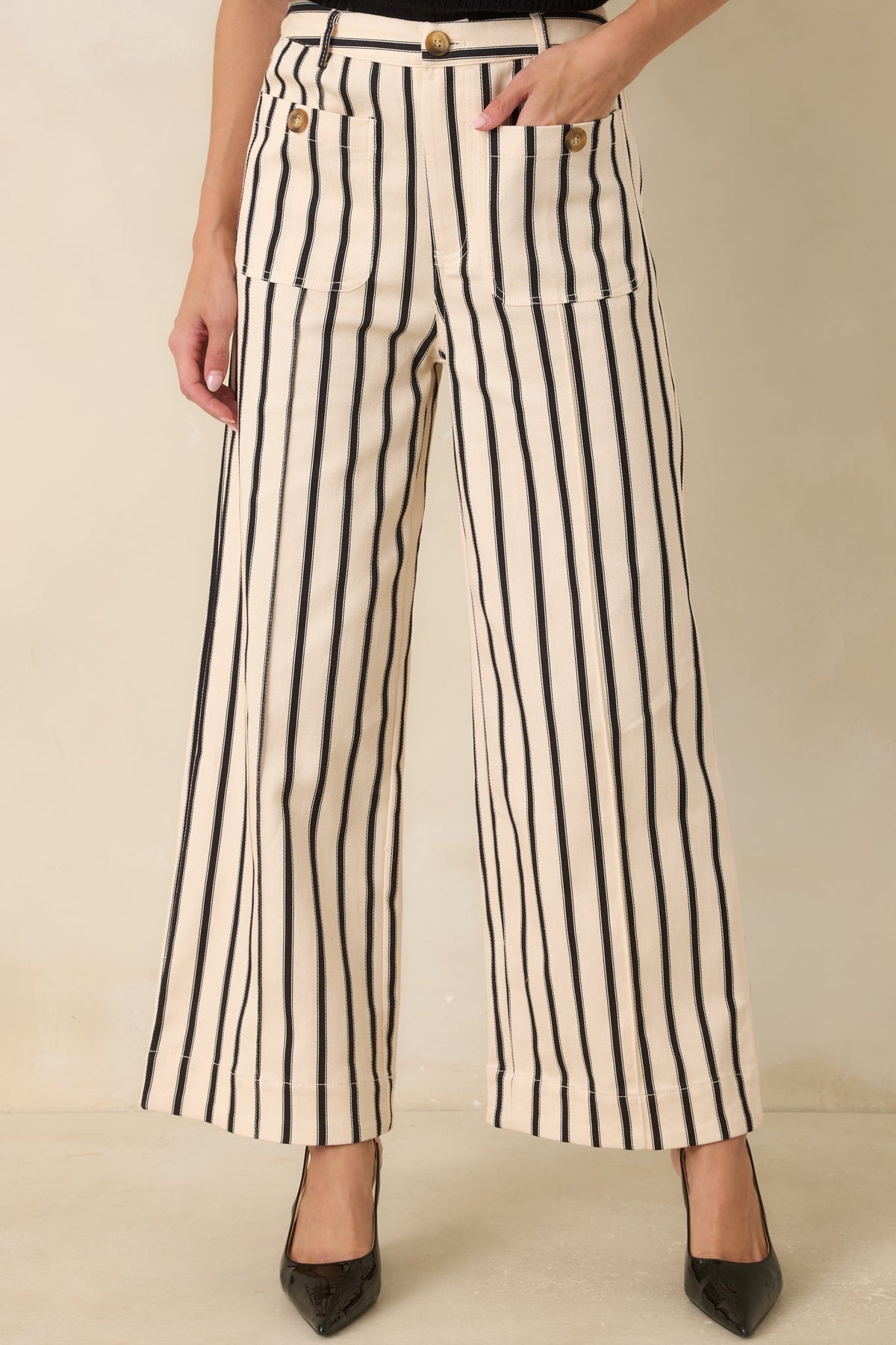 Leading the Way Black Stripe Cotton Pants