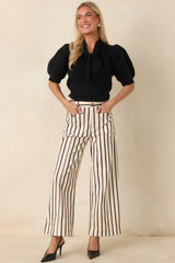 Leading the Way Black Stripe Cotton Pants