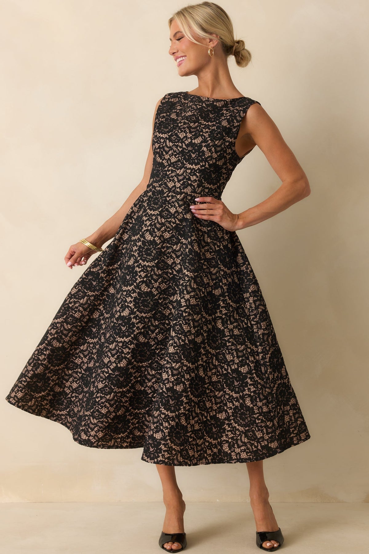 Too Good To Miss Black Floral Lace Sleeveless Maxi Dress