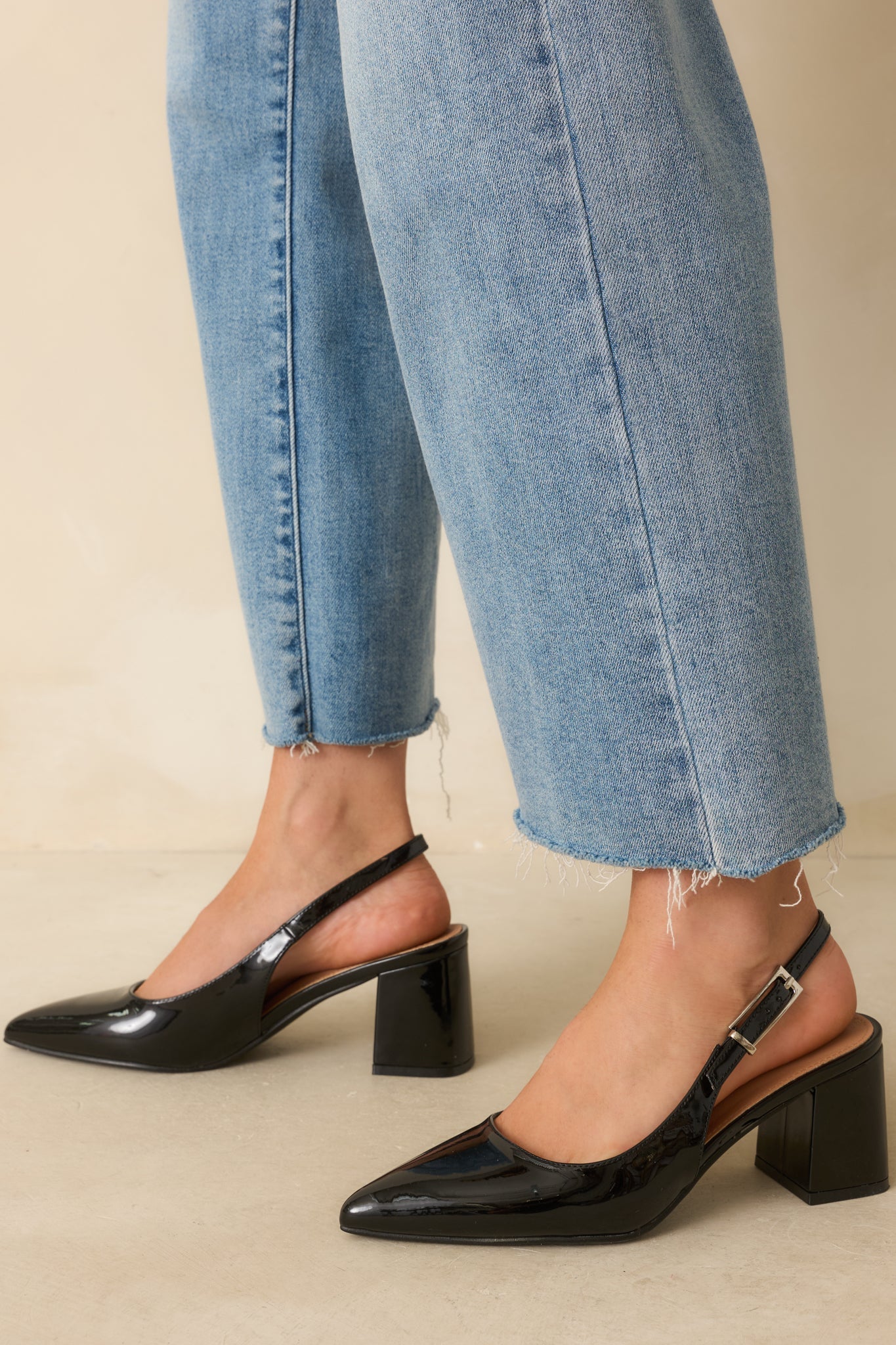 Cloud Nine Nights Black Patent Slingback Block Heels