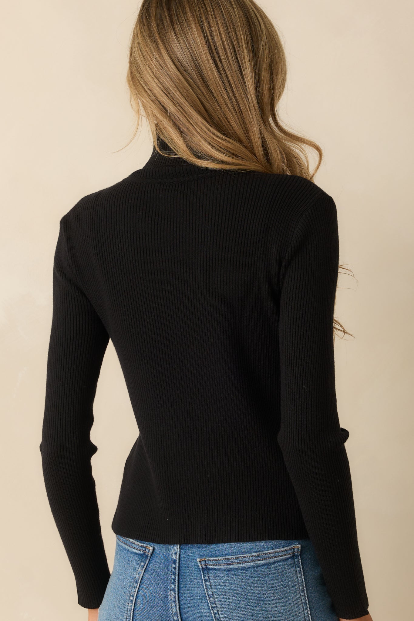 That's My Call Black Ribbed Knit Turtleneck Sweater