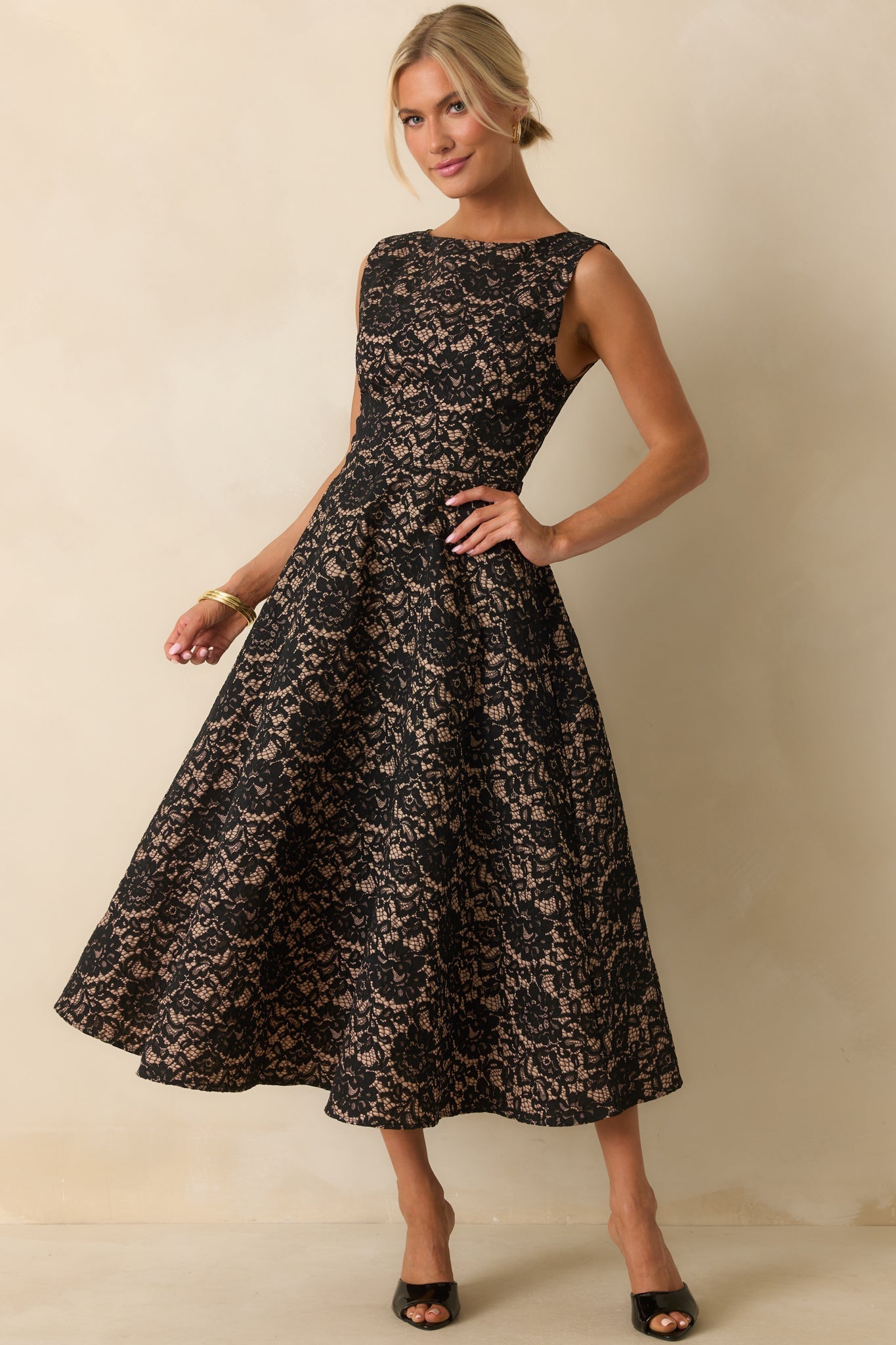 Too Good To Miss Black Floral Lace Sleeveless Maxi Dress