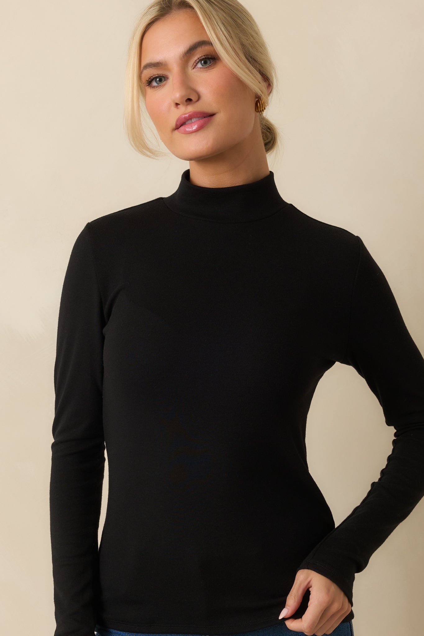Times To Remember Black Turtleneck Long Sleeve Top