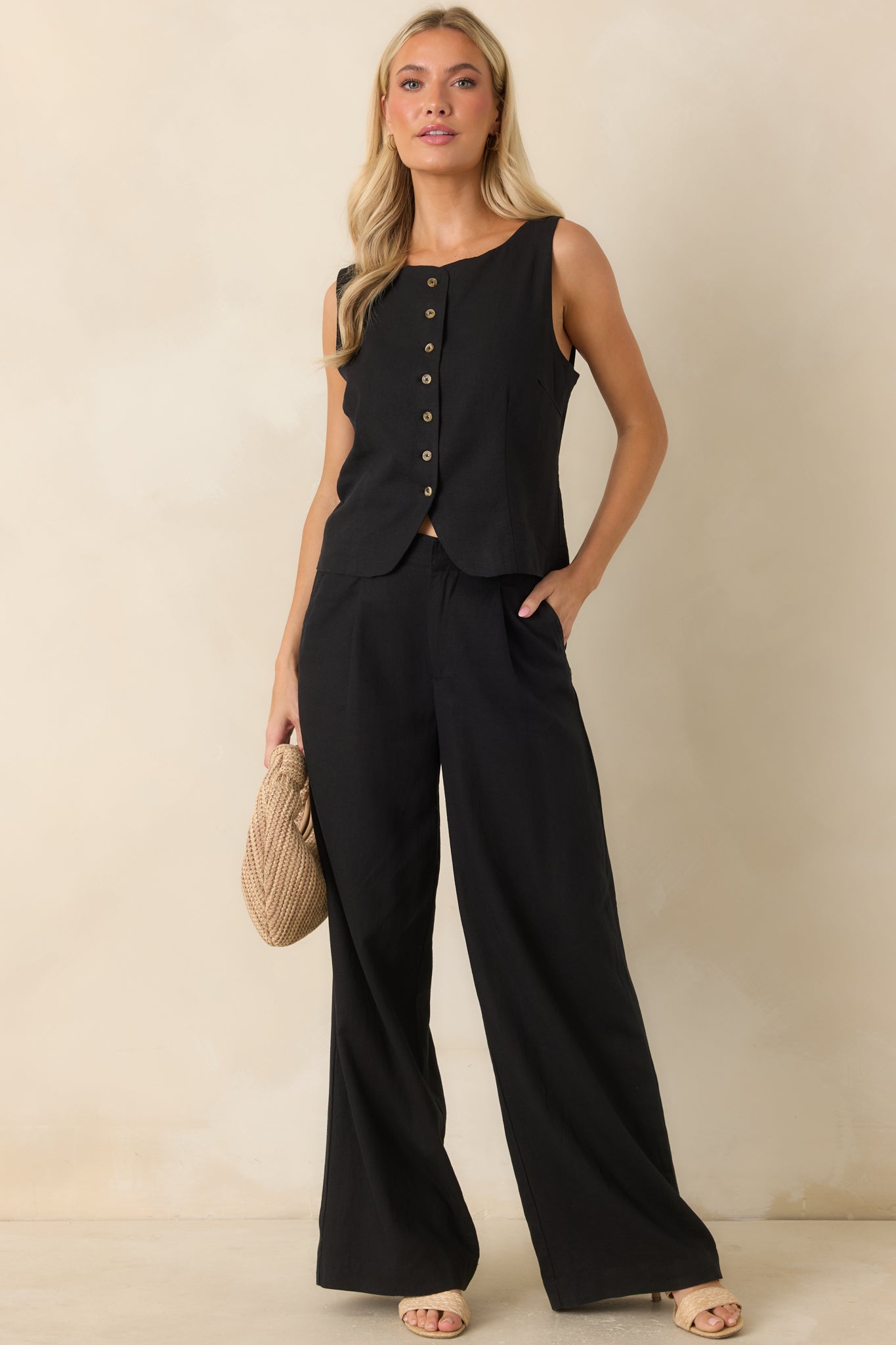 Z Supply Overlook Black Linen Pants