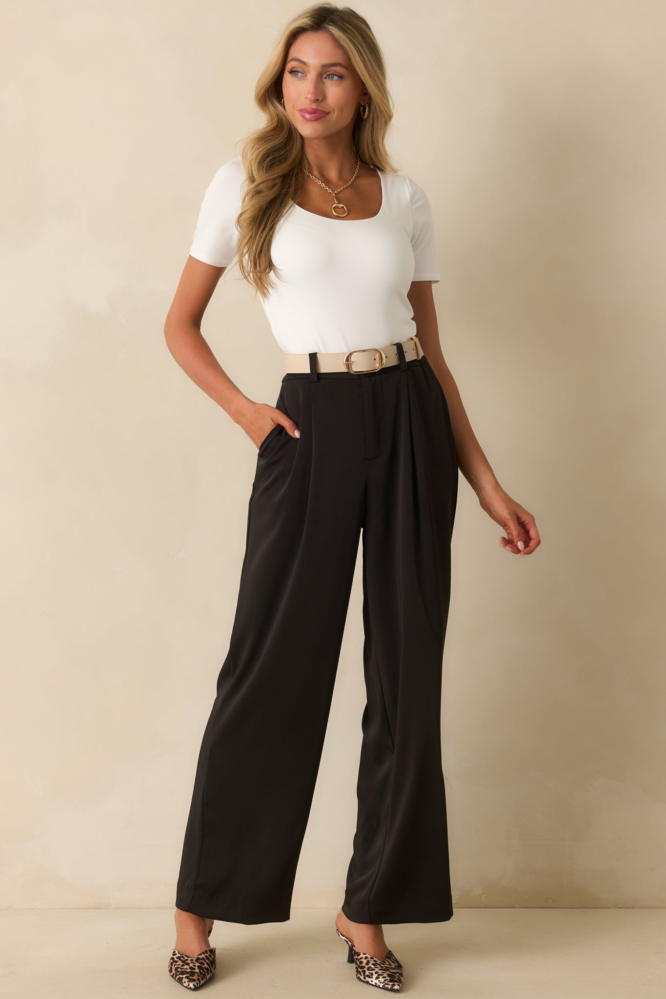 Mark My Words Black High Waisted Wide Leg Trousers