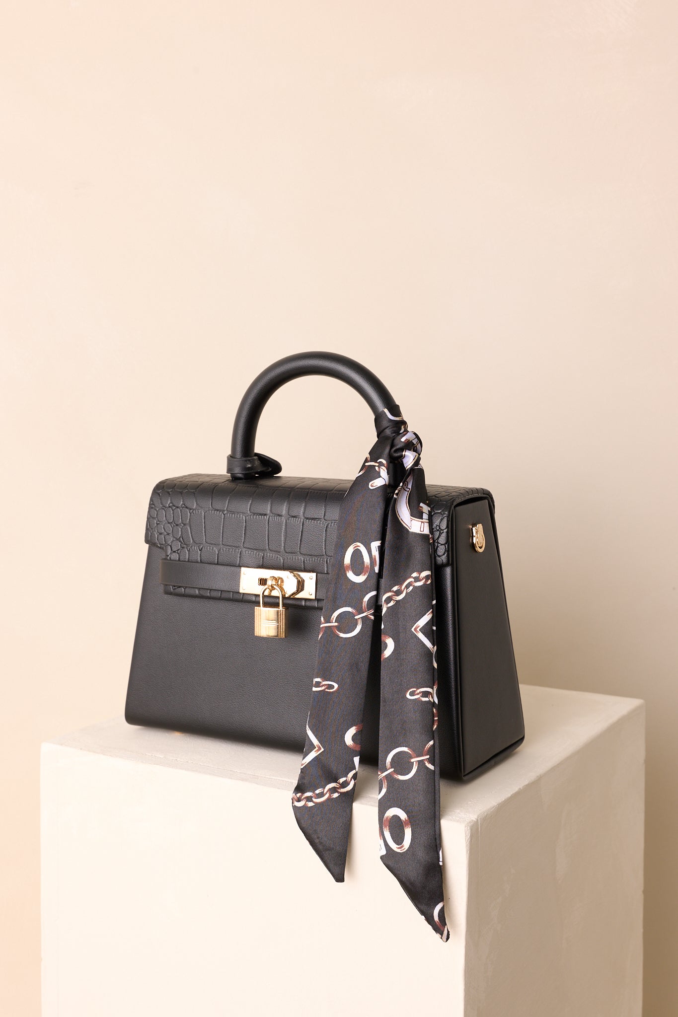 Same Time Tomorrow Black Faux Leather Structured Handbag
