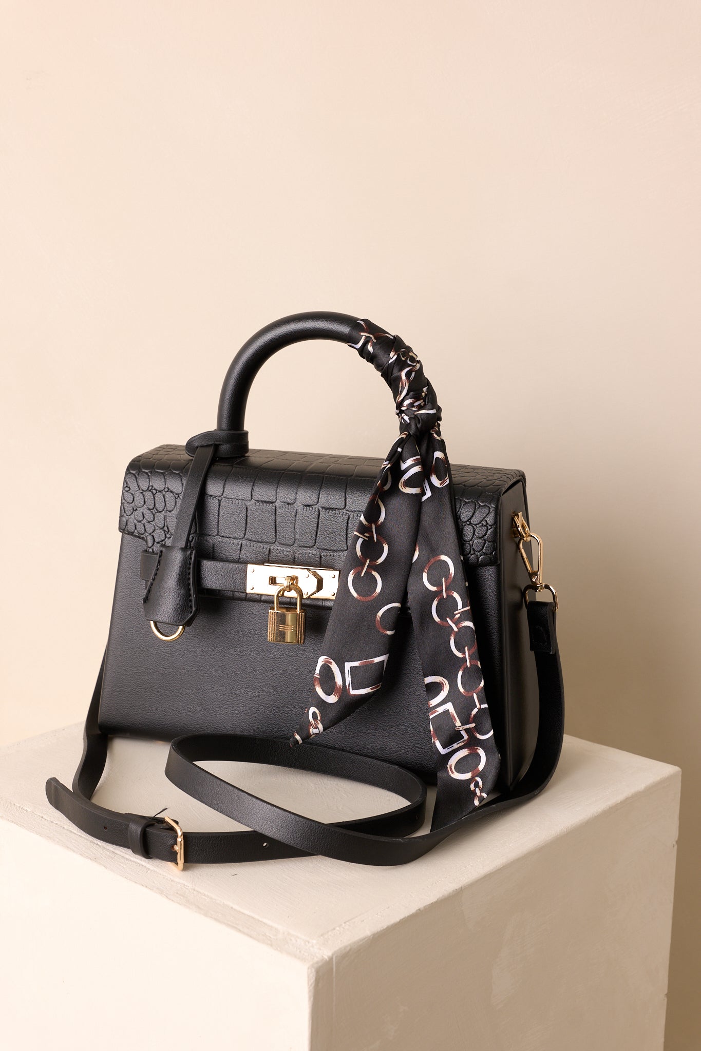 Same Time Tomorrow Black Faux Leather Structured Handbag
