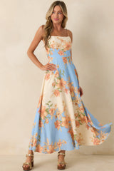 What a Lovely Thought Light Blue & Ivory Floral Maxi Dress