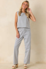 Ticket to Anywhere Blue Stripe Cotton Blend Sleeveless Top