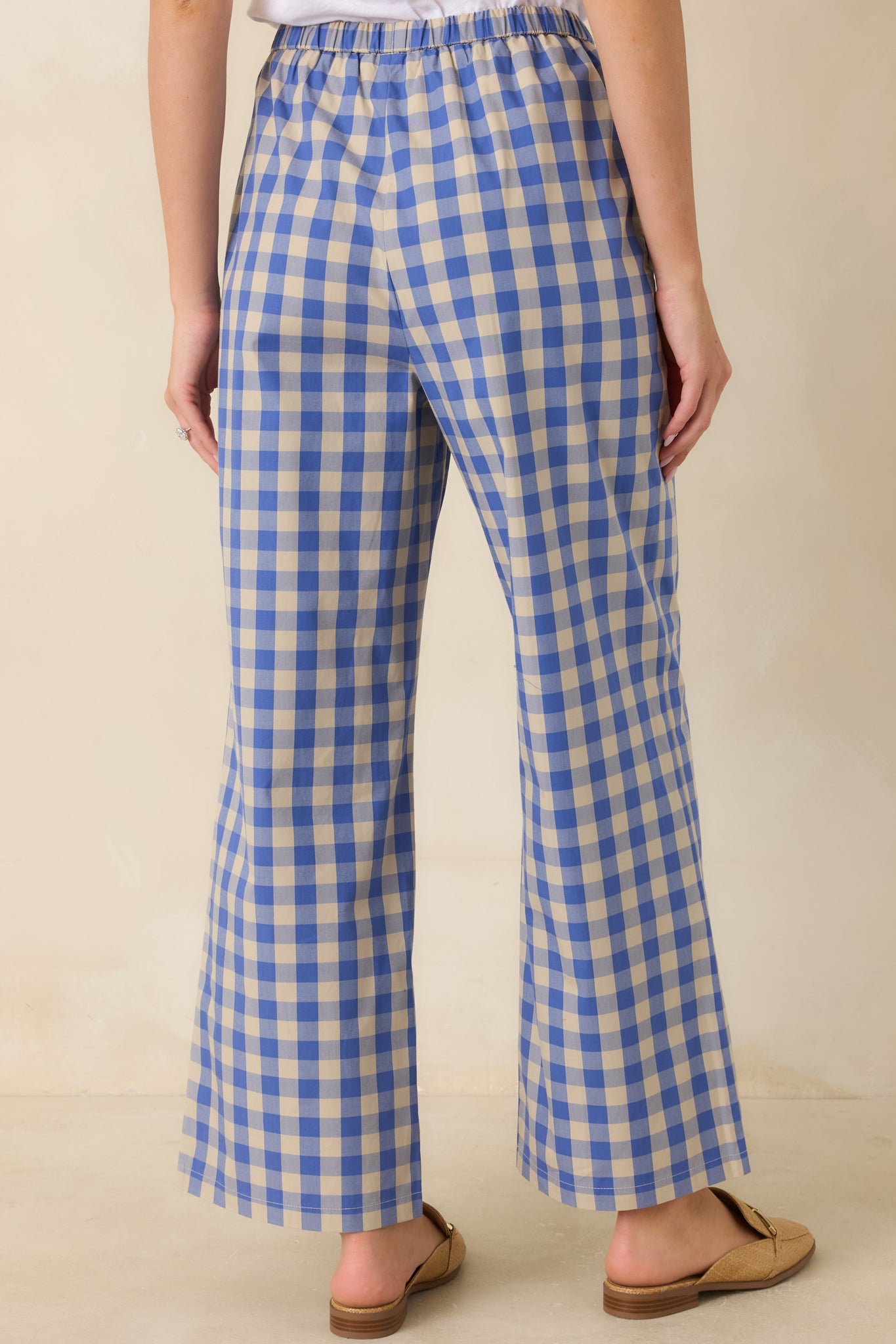 FRNCH Maris Azure Blue Gingham Cotton Pants