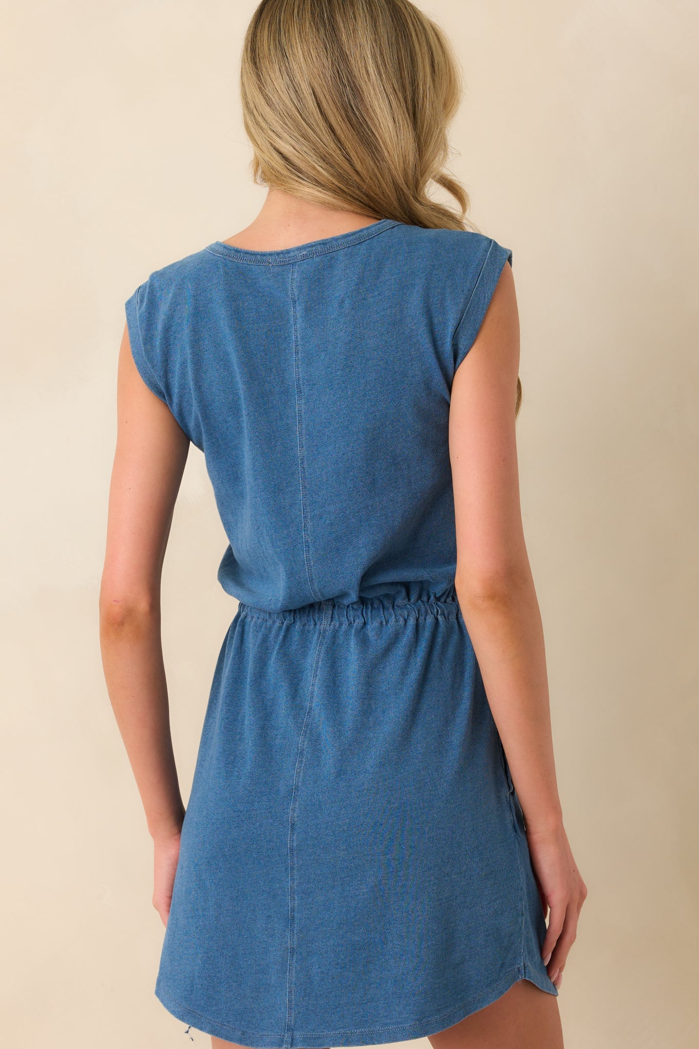 Z Supply Blue Cotton Dayshift Jersey Denim Mini Dress