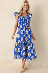 Catch of the Day Royal Blue Multi Cotton Tiered Maxi Dress