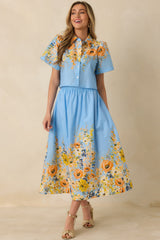 Tomorrow Will Come Blue Multi Cotton Floral Top
