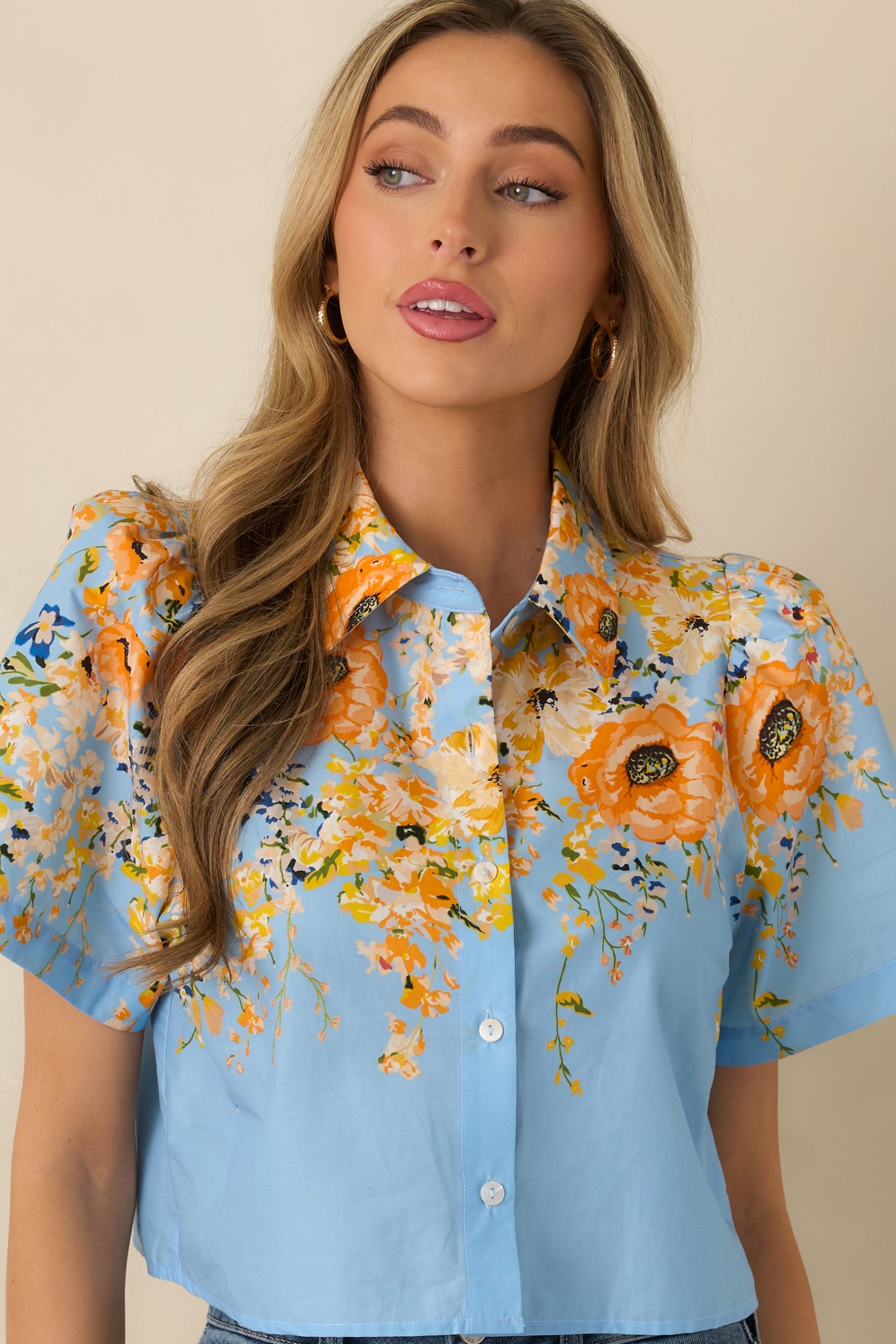 Tomorrow Will Come Blue Multi Cotton Floral Top