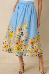 Tomorrow Will Come Blue Multi Cotton Floral Maxi Skirt
