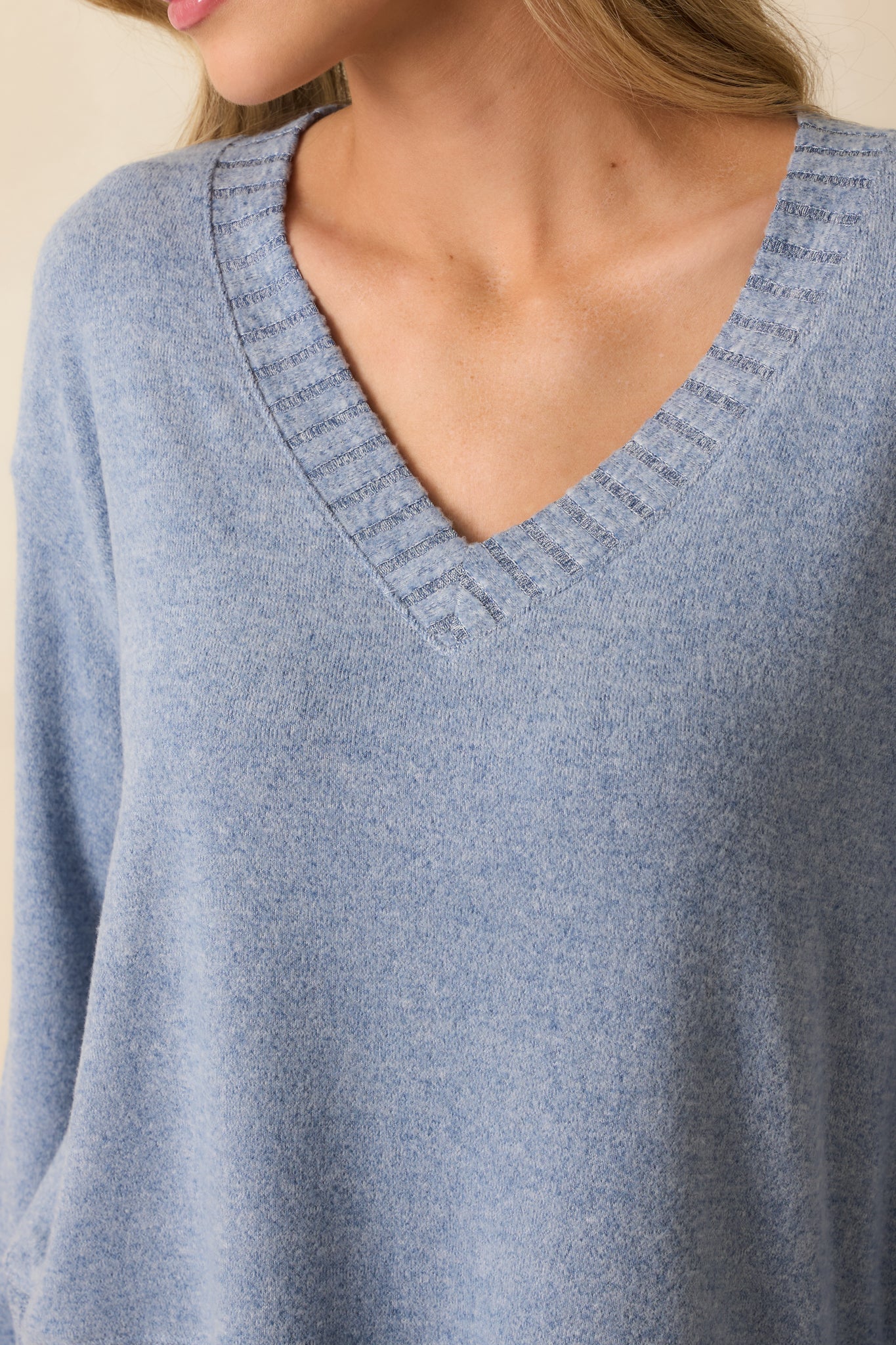 Z Supply Blue Velvet Courtney Soft V-Neck Sweater