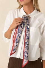 Country Club Blue Multi Paisley & Houndstooth Scarf Tie
