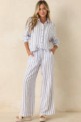 Salt Air & Sunshine Blue Stripe Gauzy Cotton Wide Leg Pants