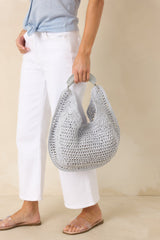 Light & Lovely Light Blue Woven Slouchy Handbag