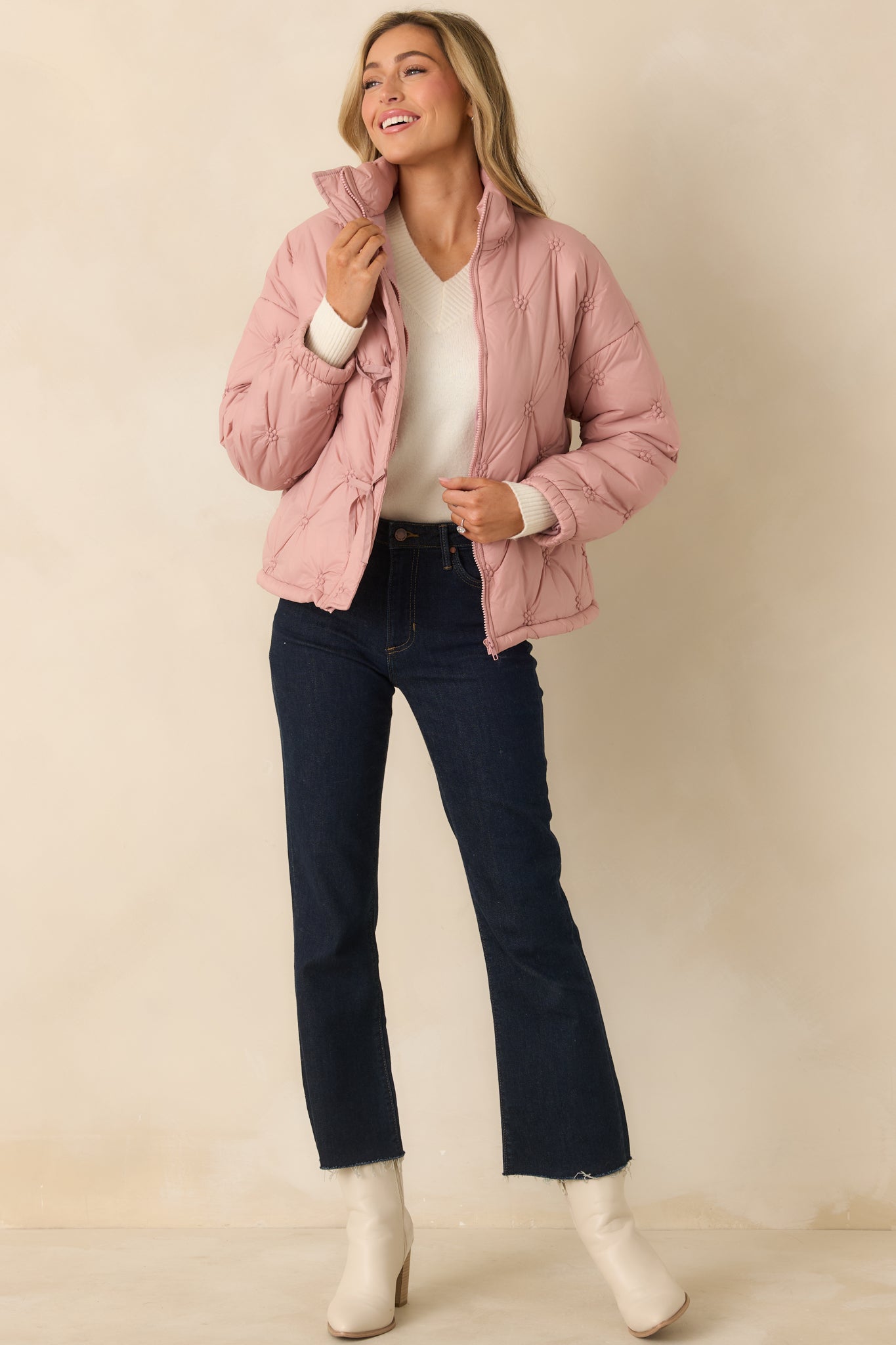 Wrapped Up In You Blush Pink Quilted Puffer Jacket