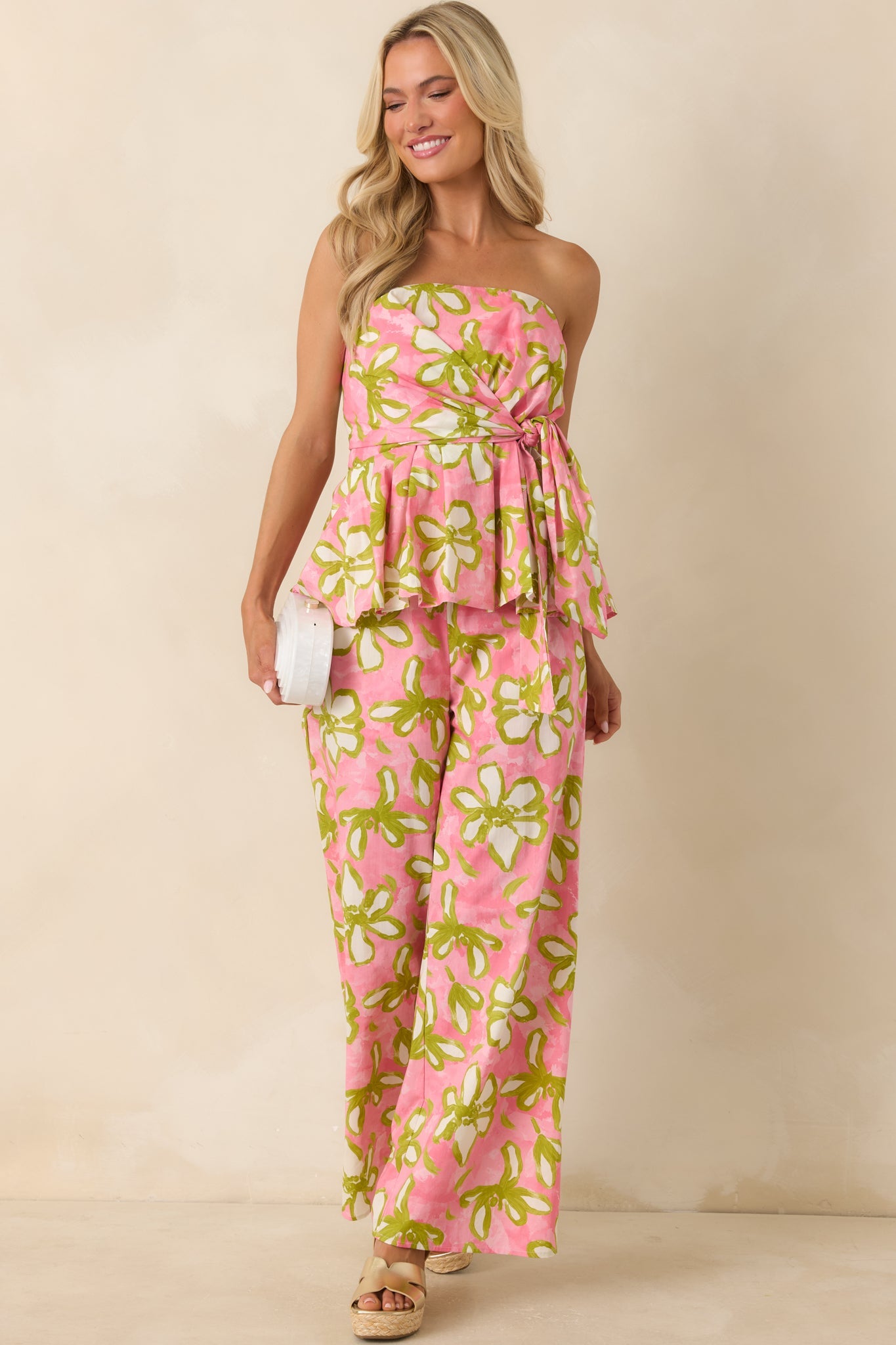 Flower Power Move Pink Floral Cotton Peplum Top