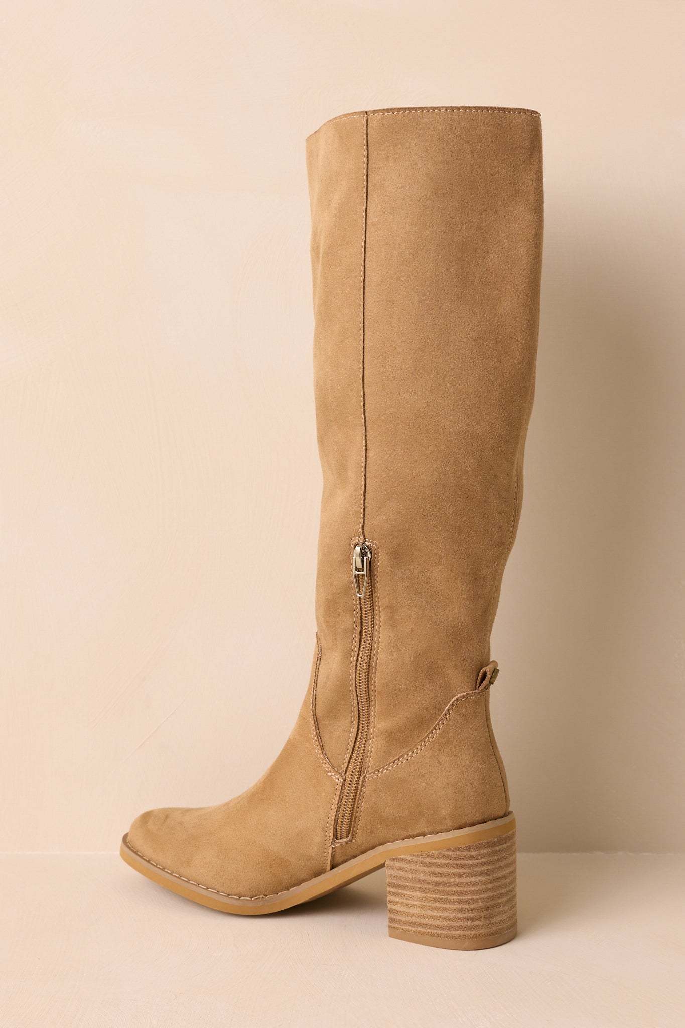 For Good Reason Tan Faux Suede Knee High Boots