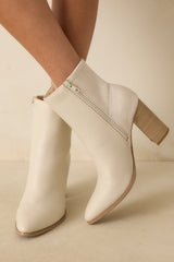 Stand Corrected Ivory Faux Leather Suede Ankle Boots
