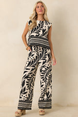 Palma Nights Black & Natural Botanical Print Sleeveless Top