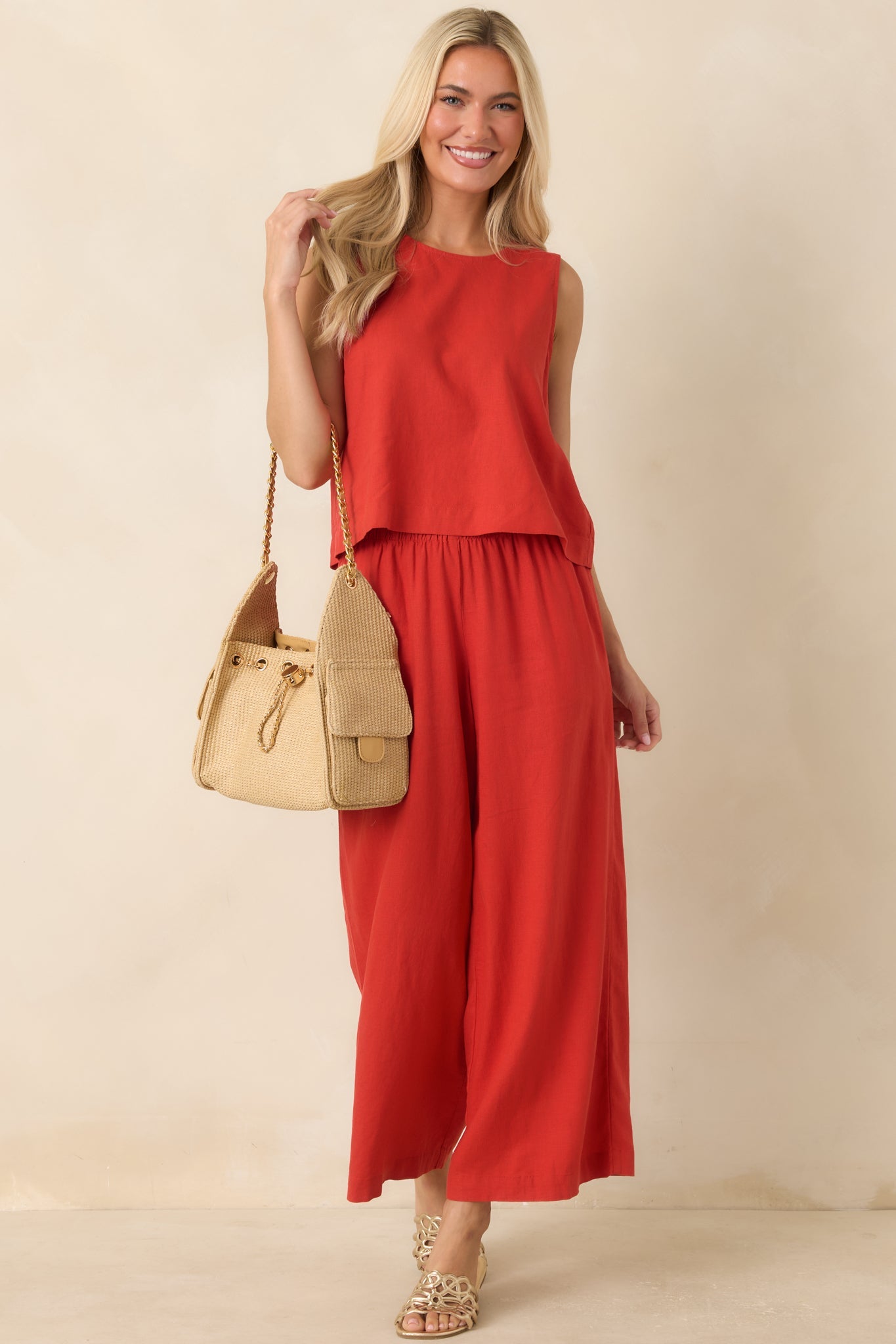 Z Supply Sloane Chili Pepper Red Linen Tank
