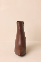 From Here On Brown Faux Leather Block Heel Ankle Boots