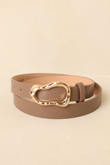 Hold It Together Dark Taupe Faux Leather Belt with Sculpted Buckle