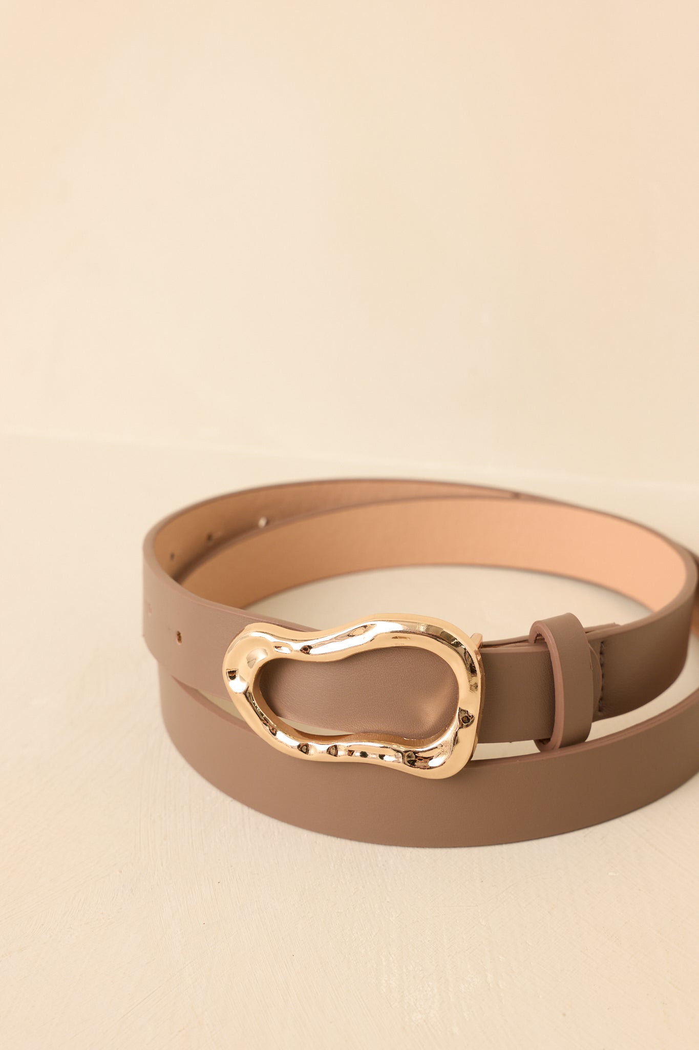 Hold It Together Dark Taupe Faux Leather Belt with Sculpted Buckle
