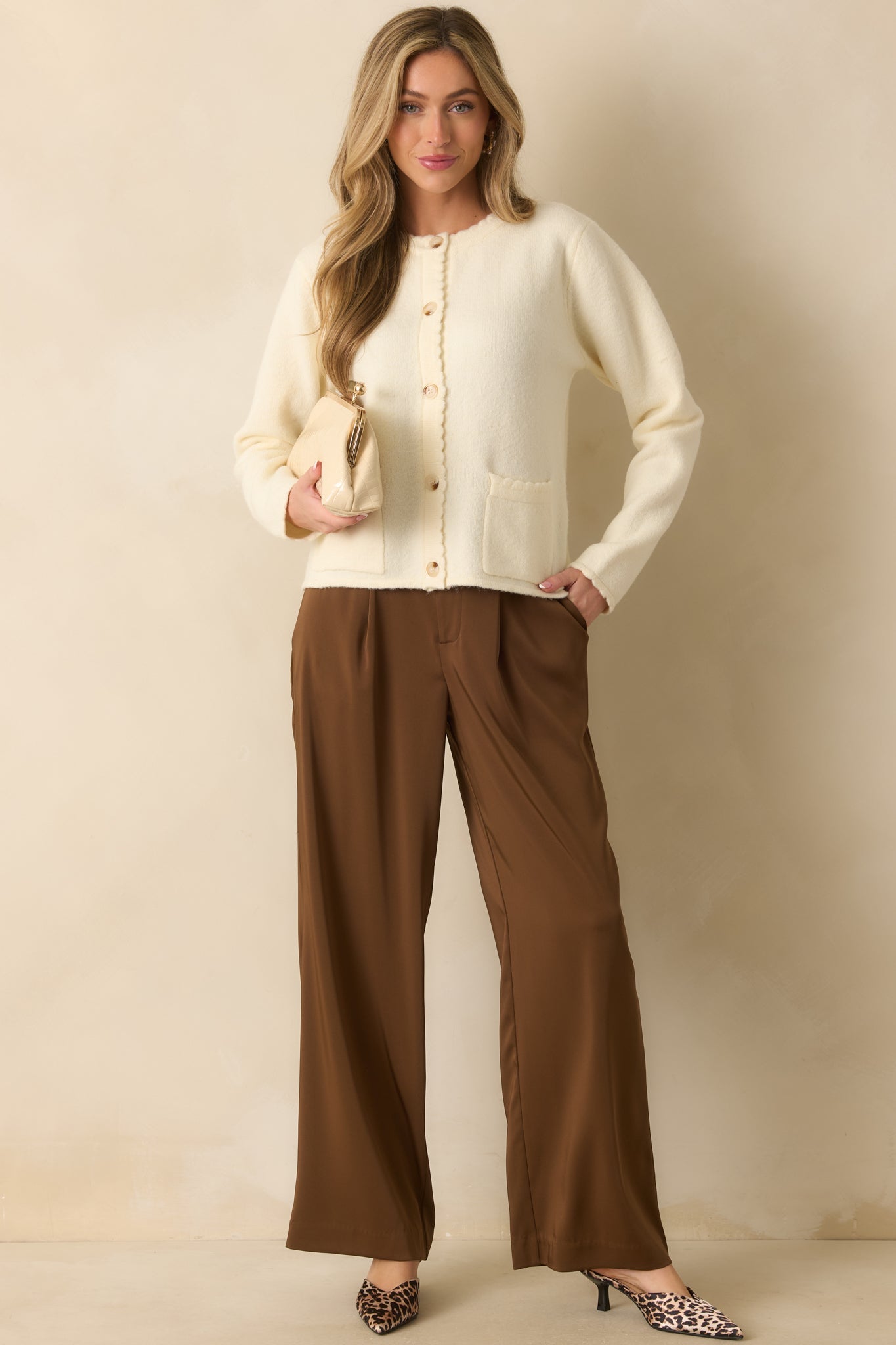 Mark My Words Brown High Waisted Wide Leg Trousers