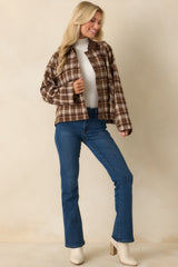 Winding Roads Brown Plaid Zip Up Jacket