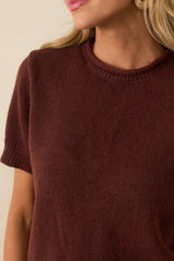It's All About This Brown Knit Short Sleeve Sweater