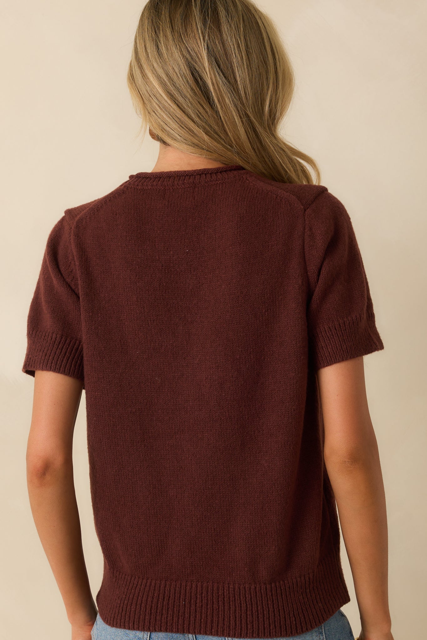 It's All About This Brown Knit Short Sleeve Sweater