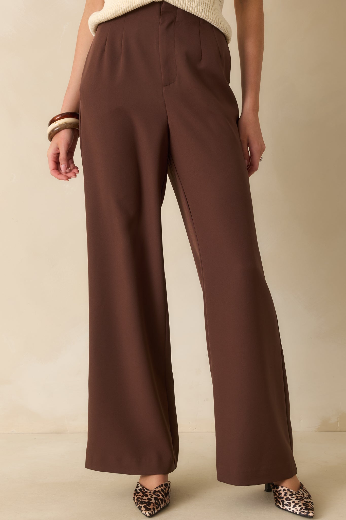 Making A Change Chocolate Brown High Waisted Wide Leg Pants