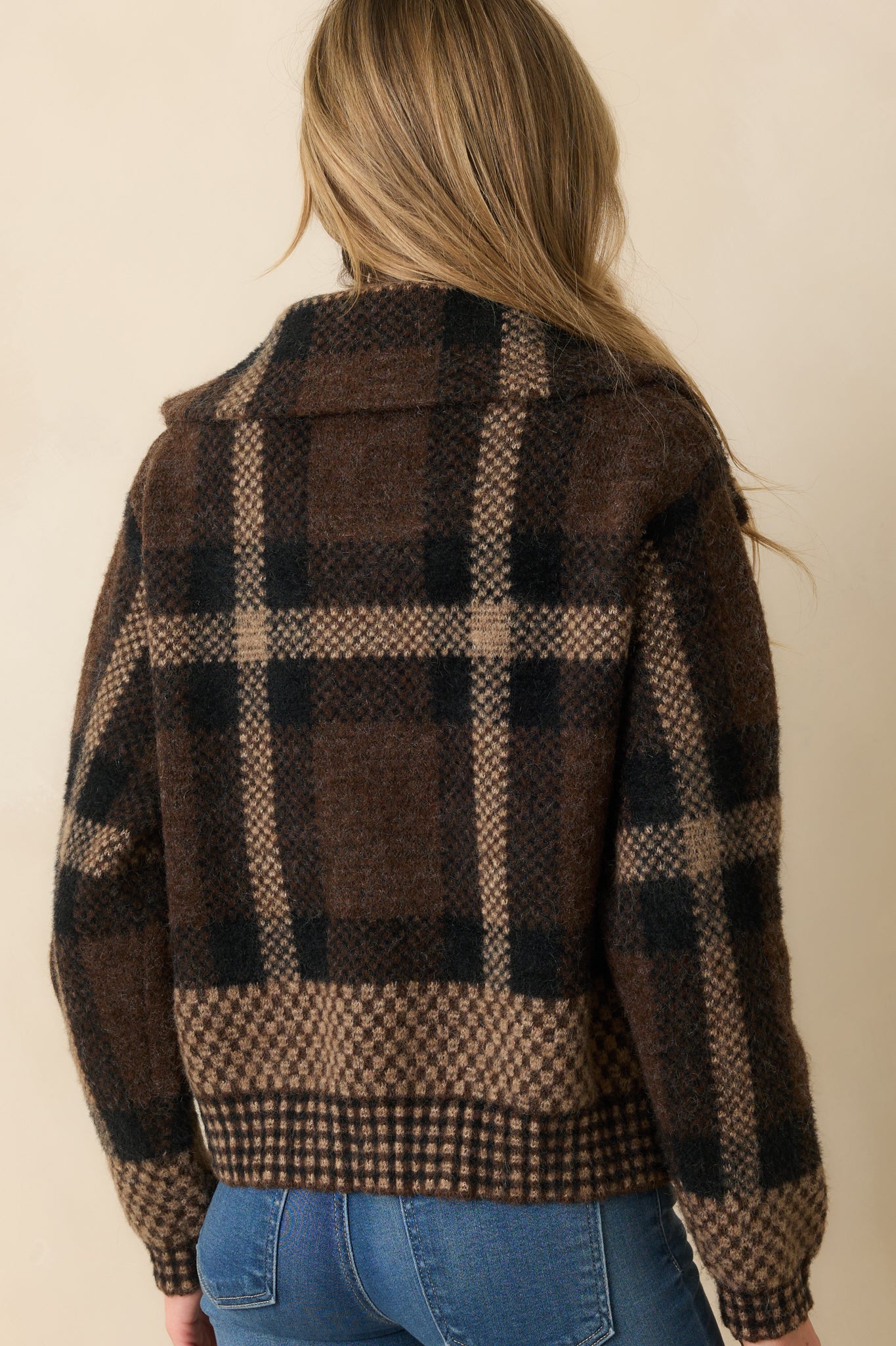 You Know It's True Brown Multi Plaid Button Front Jacket