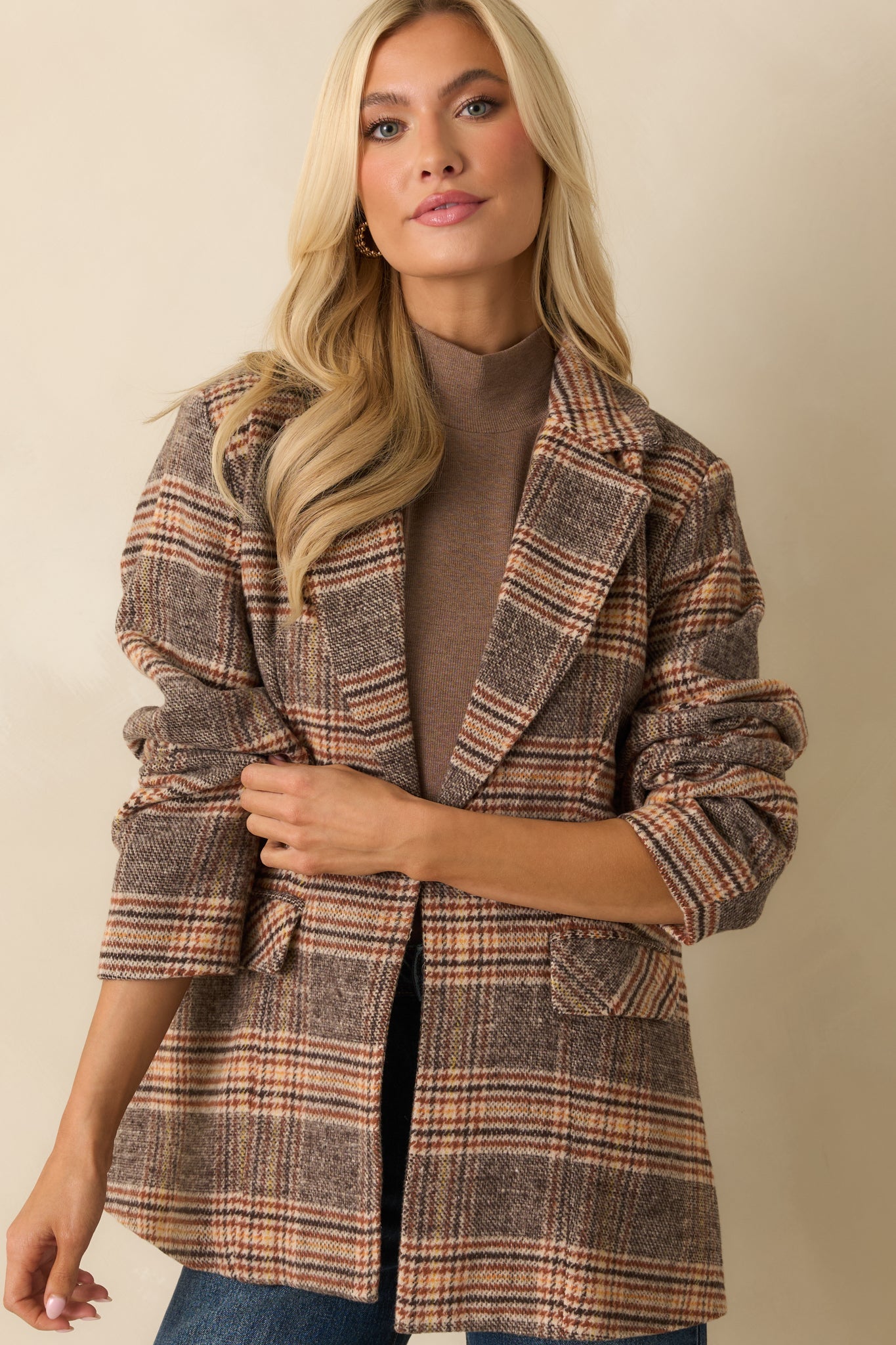 Timeless Type Brown Plaid Overcoat