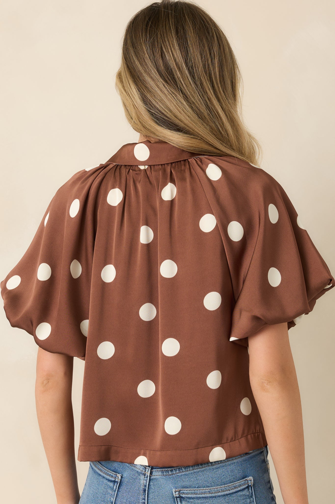 Dot Your Calendar Brown & Ivory Polka Dot Blouse