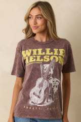 Willie Nelson Red Headed Stranger Brown Cotton Vintage Tee