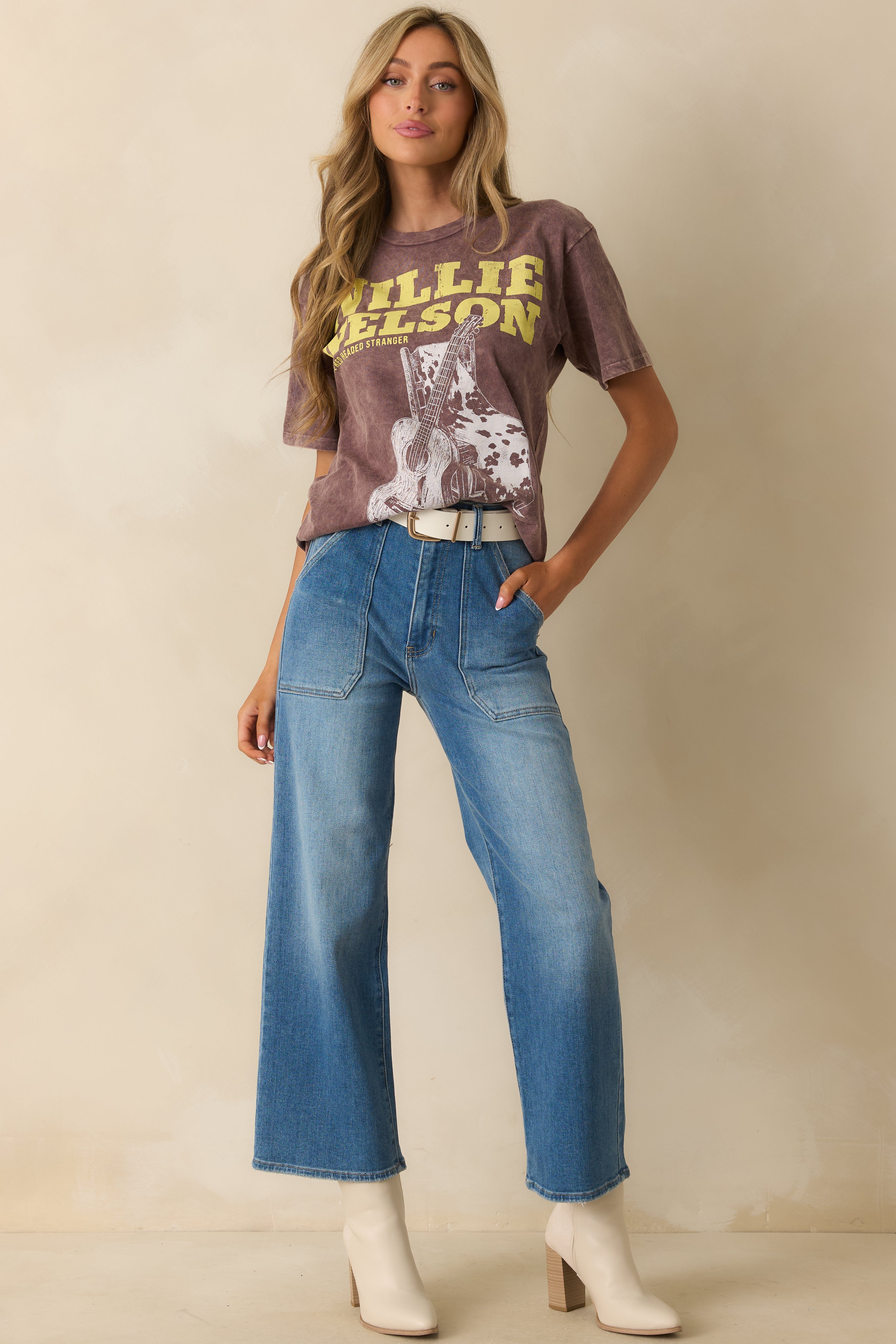 Willie Nelson Red Headed Stranger Brown Cotton Vintage Tee