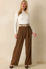 Mark My Words Brown High Waisted Wide Leg Trousers