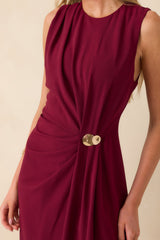 Move With Purpose Burgundy Ruched Maxi Dress