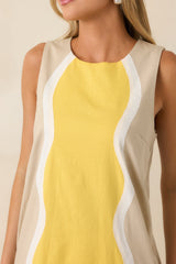 Another Beautiful Day Yellow Color Block Cotton Shift Dress